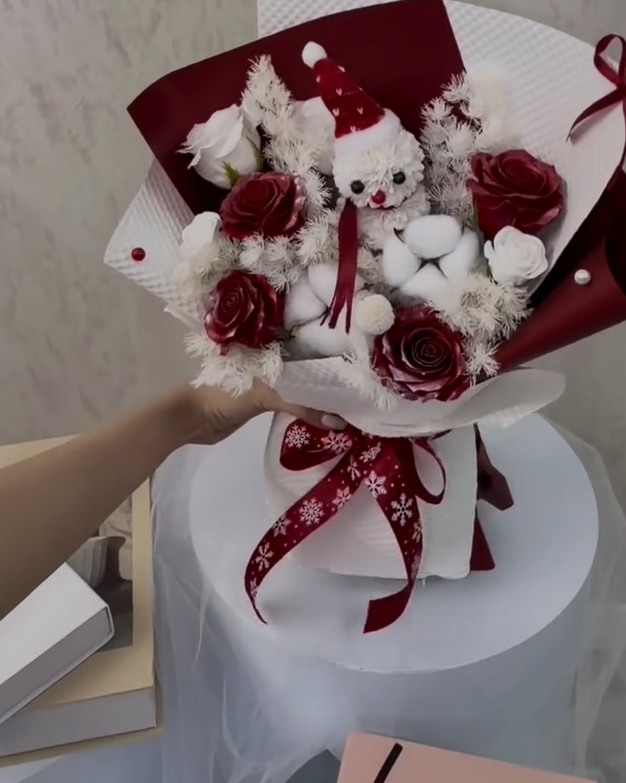 A finished arrangement by B Secret Florist.